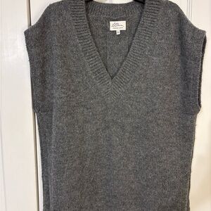 Vintage L. L. Bean Alpaca Wool Gray V-Neck Sweater Vest L